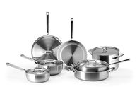 Misen 5-Ply Stainless Steel Cookware Set: 3 QT Stainless Steel Saucier with Lid, 3 QT Saute Pan with Lid & 10" Frying Pan - Excellent Searing, Sauteing & Everyday Cooking 12-Piece Set