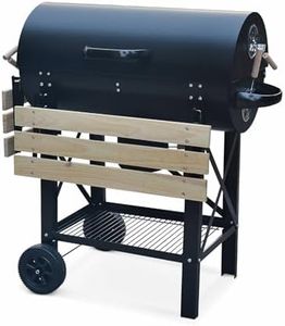 Alice's Garden - Barbecue américain charbon de bois - Serge noir - Smoker américain avec aérateurs. récupérateur de cendres. fumoir