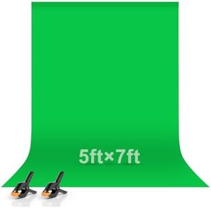 EMART Green Screen Backdrop, 5x7ft/ 1.5x2m Photography Photo Background Polyester Foldable with 2 Spring Clamps for Studio, Product Shooting, Portrait, Video Recording