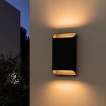 OUPAVOCS LED Outdoor Wall Lights Exterior, 9inch Up Down Modern Wall Sconce LED, 8.5w Black Porch Light Fixture Wall Mount for Commercial Residential Outdoor, House, Patio, Front Porch, Garage, 1 PACK