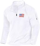 NUOKESASI USA Flag Graphic sweatshirt for men,American Patriotic 1/4 Zip Long Sleeve Pullover with shoulder pocket White-L