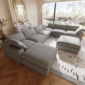 Cloud Modular Sectional Sofa,Down Filled Comfort Sofa Couch for Living Room,Minimalist Wide Deep Seat Convertible Couches,Sofa Cover Washable & Removable (Grey)