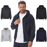 Iron Mountain Mens Reclaimed Yarn Eco Friendly Anti Pil Soft Fleece Flexible Comfortable Workwear Zip Hooded Hoodie Top Sweatshirt, Navy, X-Large