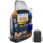 Ecurfu Backseat Car Organizer, Back Seat Protectors Kick Mats, Car Storage Bag with iPad Tablet Holder + 9 Storage Pockets for Kids Toddlers, Travel Accessories (1PC)