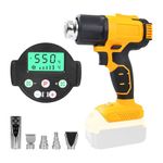 Cordless Heat Gun for Dewalt 20V Battery, Cordless Hot Air Gun with 5 Nozzles, 2-Temp Settings Max 550°C for Shrink Tubing Vinyl Wrap Crafting Electronics, for DCB206 DCB205 (Without Battery)