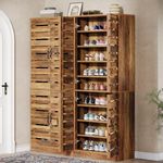 Tribesigns 2 Pack 70.8" Tall Shoe Cabinet with Shutter Doors, 9-Tier Rustic Brown Vertical Shoe Storage Cabinet with Adjustable Shelves for Entryway, Hallway, Closet, Living Room