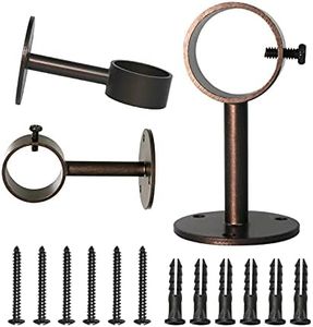 IHRDNNR Curtain Rod Brackets Heavy Duty Ceiling-Mount Rod Holders for Fits Rods up to 1 or 1.25 Inch Rods, Set of 3 (Bronze)
