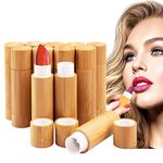 12Pcs Bamboo Empty Lipstick Tubes, MERYSAN 5.5g Refillable DIY Lip Balm Tube Containers, Cosmetic Lipstick Lip Gloss Deodorant Case Holder for Women Girls Makeup