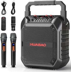 HUABAO Karaoke Machine with 2 Wireless Microphones, Portable Bluetooth Speaker for Adults & Kids, Bass & Treble Adjustment, PA System Supports TF Card/USB/FM/AUX for Home Party, Indoor and Outdoor