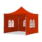 THESHELTERS - 10x10 ft Outdoor Tent Super Heavy Duty (32Kgs) Gazebo Canopy Tent: Instant Shelter, Waterproof Comfort with European Detachable Side Covers (Red)