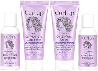 Curl Up Ultra Defining Bundle with Curly Hair Shampoo , Conditioner , Leave in Curl Cream & Hair Gel | For Dry Frizzy ,Wavy & Curly Hair | Sulphate Paraben & Silicone Free | Travel Size - Combo of 4