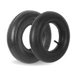 (1 Set) 13x4.00-6 Replacement Pneumatic Tire and Inner Tube - Universal Fit 13” Tire and Tube Compatible with Wheelbarrows and Gorilla Carts - With Ribbed Tire Treads and TR13 Straight Valve Stem