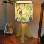 MUCHER Bedside Table Lamp Nightstand Bedroom Lamp with Fabric Shade Tripod Bedside Lamp for Bedroom Living Room Office (LED Bulbs Included)