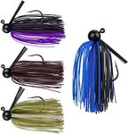 RUNCL Anchor Box - Bass Fishing Jigs - Flipping Jigs, Swim Jigs, Football Jigs - Spike Trailer Keeper, Silicone Skirts, Streamlined Head, Weedguard System, Proven Colors - Fishing Lures (Pack of 4), F - Football Jigs (1/2oz, 4pcs)