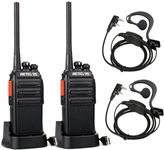 Retevis RT24 Walkie Talkie PMR446 License-free Professional Two Way Radio 16 Channels Walkie Talkies Scan TOT with USB Charger and Earpieces,Adults (Black, 1 Pair)