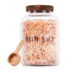 BKYFPQ 74 oz Glass Bath Salts Jar,Bath Salt Container with Wooden Lid and Scoop,Bathroom Organizers and Storage,for Bathroom Bath Decor,Home Decor,Bathtub Accessories for Women