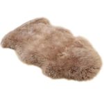 Woolous Genuine Sheepskin Rug 90x60 cm New Zealand Wool Rugs Extra Thick Warm Fluffy Sheepskin Throw for Living Room, Sofa, Settee, Sheep Skin Cushion (Brown)