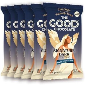 THE GOOD CHOCOLATE – Dark Chocolate Bars with Zero Sugar & Lower Net Carbs – Keto Chocolate Bar with Lower Calories, All Natural and Non-GMO Keto Snacks, 2.5 oz (6 Bars Value Pack)