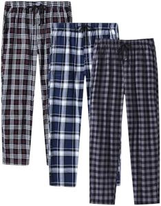 MoFiz Pjs Men's Pajama Sleep Pants Soft Cotton PJ Lounge Pockets D-3Pack XL