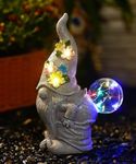 Qeeman Solar Garden Decor Gnome Blow Bubbles: Outdoor Decorations Art Statues for Patio Balcony Yard Lawn Figurine - Christmas Housewarming Birthday Gifts for Mom/Women/Grandma/Wife/Sister