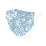 Weddingstar 3-Ply Adult Winter Washable Cloth Face Mask Reusable and Adjustable with Filter Pocket - Falling Snowflakes