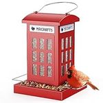 MrCrafts Bird Feeders for Outside Hanging, Metal Bird Feeder, Phone Booth Bird Feeder House for Yard & Garden, Ideal Gift for Family, Fits for Cardinals, Finches, Chickadees etc.…