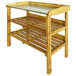 vidaXL Potting Bench with 2 Shelves, Made of Solid Acacia Wood and Zinc, Water-Resistant and Weather-Resistant, Perfect for Planting and Display, Easy to Assemble.