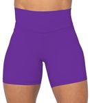 Sunzel High Waist Biker Shorts for Women No Front Seam Soft Yoga Workout Gym Bike Shorts Tummy Control Squat Proof Electric Purple