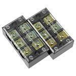 Sourcingmap 2 Pcs 3 Positions Dual Rows 600V 45A Cable Barrier Block Terminal Strip TB-4503L