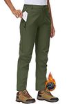 Rdruko Womens Hiking Waterproof Trousers Fleece Lined Thermal Snow Ski Pants Outdoor Walking Work Softshell Trousers Army Green XL