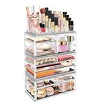 JOENCOST Makeup Organizer Cosmetic Storage Display Case, 10 Drawers 4 Layers Extra Large Skincare Organizers Makeup Holder Jewelry Lipstick Box for Bathroom Dresser Vanity Countertop, Clear (Style1)