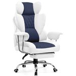 GTPLAYER Gaming Chair, Executive Office Desk Chair Ergonomic Computer Chair with Footrest Heavy Duty High Back Lumbar Support Home Recliner Swivel Chair (Light Blue-White)