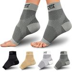 Compression Socks for Women & Men Open Toe (2 Pairs) - Best Ankle Compression Sleeve for Swelling, Achilles Tendonitis, Heel Pain & Plantar Fasciitis Relief, Gray, Medium