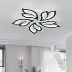 Oninio LED Ceiling Light Fixture, 60W Modern Leaves Ceiling Lamp Dimmable Black Flush Mount Ceiling Chandelier for Living Room Study Room Dining Room Bedroom