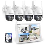 Jennov 5MP PTZ Wireless CCTV Camera System With 10" Monitor, 10CH 5MP NVR, 4 X PTZ Security Cameras With Color Night Vision, 24/7 Recording, Auto Tacking, Human Detection, Two Way Audio, 1TB HDD