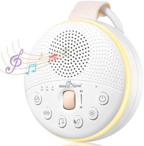 Easy@Home Máquina de Ruido Blanco para Dormir Bebé: Aparato Portátil de 34 Sonidos Relajantes con Luz Nocturna y Temporizador | Altavoz USB Recargable y Volumen Ajustable para Bebés o Adultos