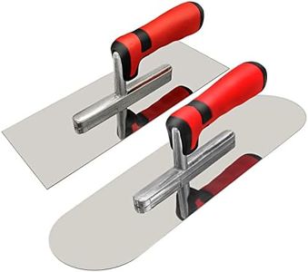 Stainless Steel Flat Finishing Trowel (11" x 4") and Pool Trowel (14" x 4") Concrete Tools Set Cement Drywall Plastering Masonry Construction Hand Tool