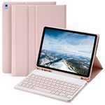 Keyboard Case for iPad 9th 8th 7th Generation 10.2 inch, iPad Air 3rd Gen 10.5" 2019, iPad Pro 10.5 inch 2017 Case with Keyboard, Detachable Bluetooth Keyboard with Pencil Holder Folio Cover (Pink)