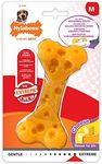 Nylabone Extreme Tough Dog Chew Toy Cheese Bone, Durable, Cleans Teeth, Cheese Flavour, Medium, for Dogs Up to 16 kg
