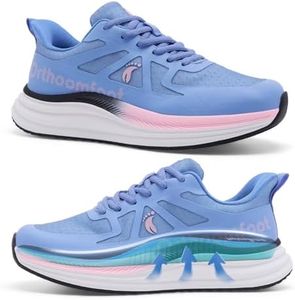Women's Orthopedic Diabetic Wide Tennis Shoes: Comfort Plantar Fasciitis Arch Support Flat Feet Neuropathy Recovery Sneaker, LightWeight Slip On Street Running Walking Shoes Blue Purple Size 8.5