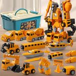 Constructo Modular Transforming Toy Set, Magnetic Toys Magnetic Transform Engineering Car Toy, Magnetic Building Blocks Tiles Construction Vehicles, Transformer Robot Car Gifts for Boys Kids (A-35PCS)