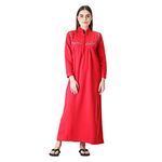 ABACADA'S GAJAB Women's Fleece Solid Maxi Nighty (WNS1061, red, Free Size)