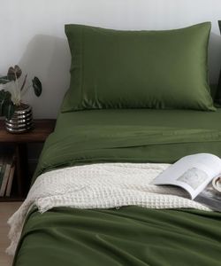 Bamboo Sheet Set King Size- Soft Luxury Bamboo Sheets King - Cooling Sheets for Hot Sleepers King Bed - 4 Piece King Sheet Set with Deep Pockets & Stay Put Elastic - King Bamboo Sheets (Forest)