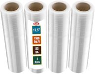 Stretch Wrap Industrial Strength 4 Pack 18" 1100 SqFt 80 Gauge Extra Thick (20 Micron) Clear Cling Plastic Pallet Supplies Durable Self-Adhering Packing Moving Heavy Duty Shrink Film Rolls