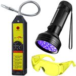 Freon Leak Detector with LED Light Refrigerant Auto Air Conditioner Leak Detector Tool Leak Test Detection Kit Halogen Freon Gas Leakage Tester 68 Led Flashlight with UV Protective Glasses