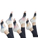 XFyt Pack of 3 Anti Skid Open Toe Yoga Socks for Women | Perfect soft socks for Workouts/Pilates/Dance | Sole Grip Breathable woman girls socks (Yellow,Pink & Blue)