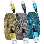 iPhone Charger Cable 3Pack 6FT/1.8M Lightning Cable Nylon Braided MFi Certified Apple iPhone Charger Cables USB Long iPhone Charging Lead For iPhone 14 pro max 14 pro 13 12 11 XS X XR 8 7 6 plus