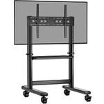 RFIVER Large TV Stand on Wheels for 50 55 60 65 70 75 80 83 86 Inch LCD LED OLED Flat Panel Plasma TV, Rolling TV Cart Trolly with Shelf, Wheels, Max VESA 800x600, up to 90KG.