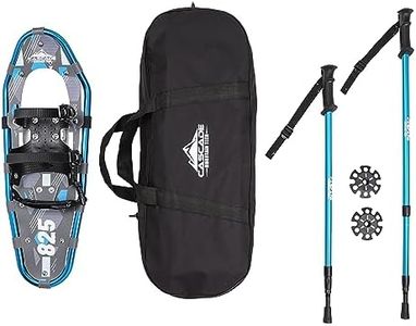 Lightweight Aluminum Frame Snowshoes with Dual Ratchet Bindings, Nylon Heel Strap, HDPE Decking, Includes Heavy Duty Carry Bag, Available in Adult and Kids Sizes, 14", Blue, Snowshoe Kit