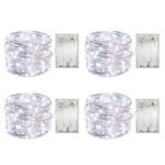 4 Pack Battery Operated Dewdrop Led Lights,Indoor Mini Fairy Lights With Timer Function,For Wedding Home Parties Christmas Holiday Decoration,6 Hours on/18 Hours Off ,30 Count LEDs,10 Feet(Cold White)